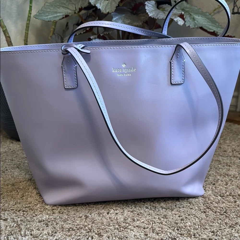 kate spade Lilac Leather Tote with Gold Logo